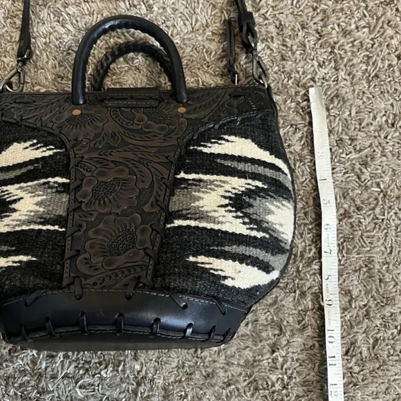 RRL Aztec Tooled Leather And Carpet Bag - Picture 9 of 11